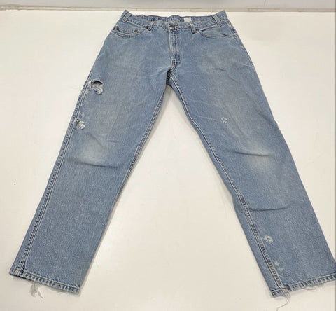 Vintage 90s Levi's 545 Loose Fit Light Wash Jeans Distressed Thrashed Sz 36x34
