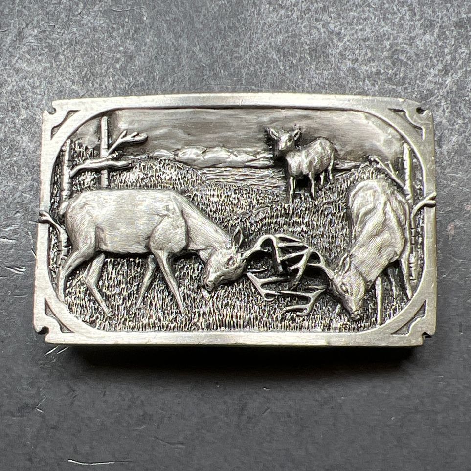 Vintage Siskiyou Deer Rutting Belt Buckle