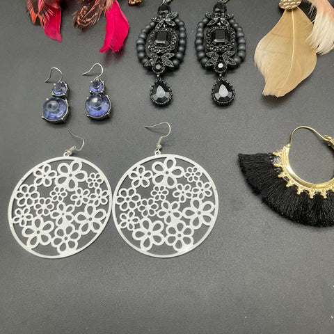 Bohemian & Retro Fashion Earrings Lot of 23 Pairs Tassel Feather Chandelier