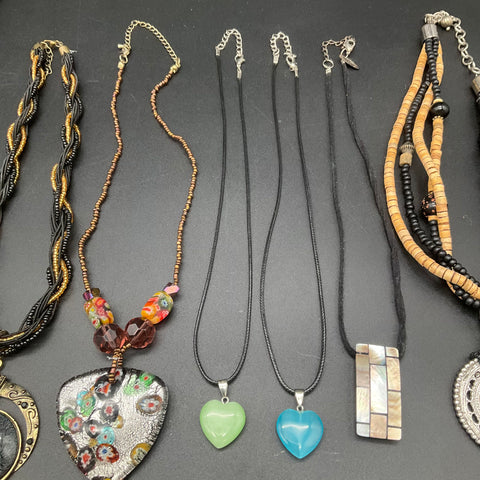 Robert Rose Bohemian Tribal Jewelry Lot 8 Necklaces Millefiori Wood Animal