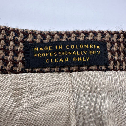 Oscar de la Renta Men's Sport Coat Jacket Brown Houndstooth 100% Wool Sz 48L