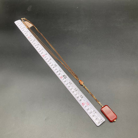 J. Jill Gold Tone Necklace Red Rectangular Pendant Multi-Strand NWT