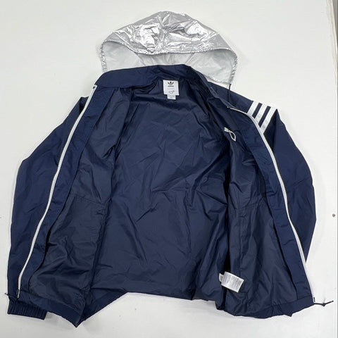 Adidas Human Made Men's Reversible Windbreaker Jacket Navy Silver Hooded Sz S