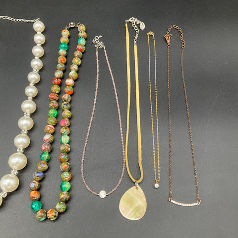 Fashion Jewelry Lot 10 Necklaces Faux Pearl Choker Beaded Shell Starburst