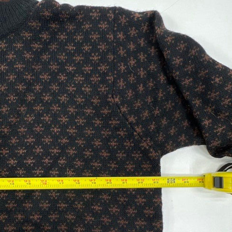 Vintage 90s J.Crew Men's Wool 1/4 Zip Pullover Sweater Black Brown Sz XL