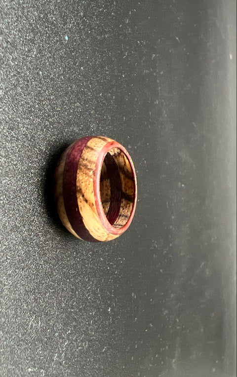 Lot of 5 Men's Fashion Ring Bands Wood Inlay Stainless Steel Rainbow Black