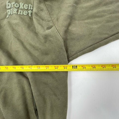 Broken Planet Men's Basics Olive Green Puff Print Hoodie Sweatshirt Size XXL