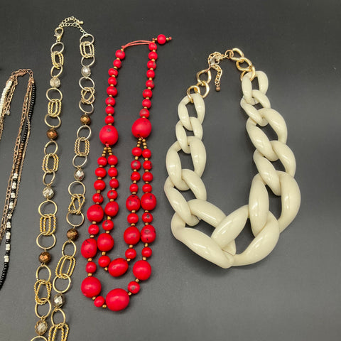 Costume Jewelry Lot of 9 Necklaces Vintage & Modern Shell Beaded Statement