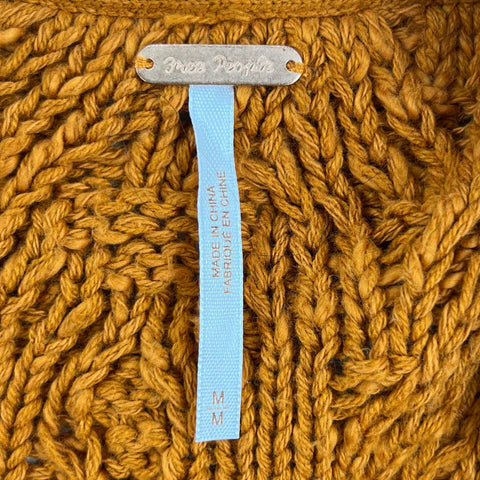 Free People Women's Wildflower Cardigan Burnt Orange Chunky Knit Slouchy Size M