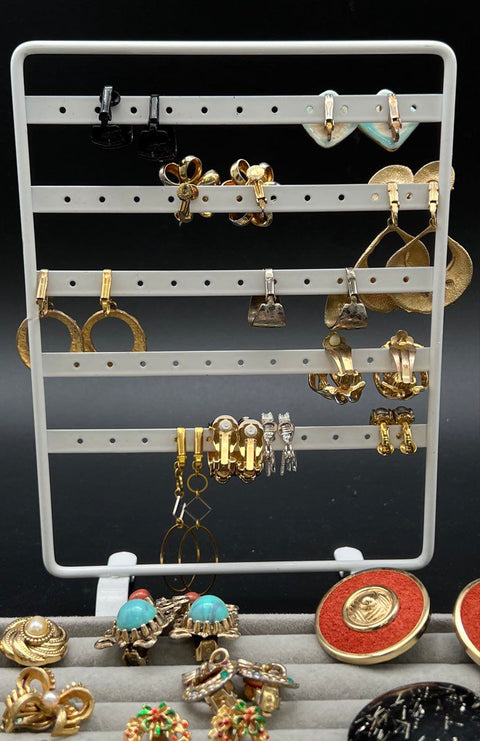 Vintage Costume Clip On Earrings Lot 25 Pairs Ginnie Johansen Holiday Retro