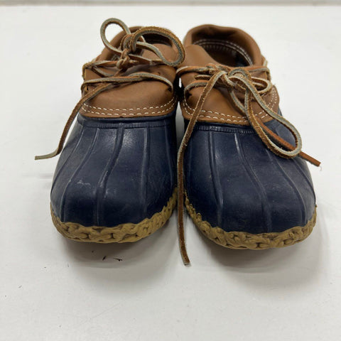 L.L. Bean Boots Rubber Moc Brown Blue Duck Shoes Women's Size 7 M