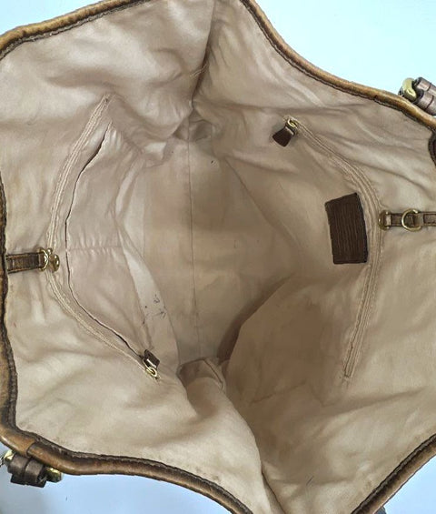 Coach Metallic Tote & Taupe Leather Shoulder Bag Handbag Purse Lot of 2 Pieces