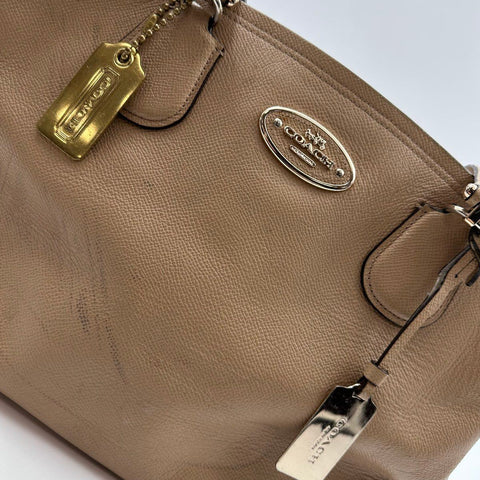 Coach Taupe Pebbled Leather Lexy Shoulder Bag Tote Gold Hardware
