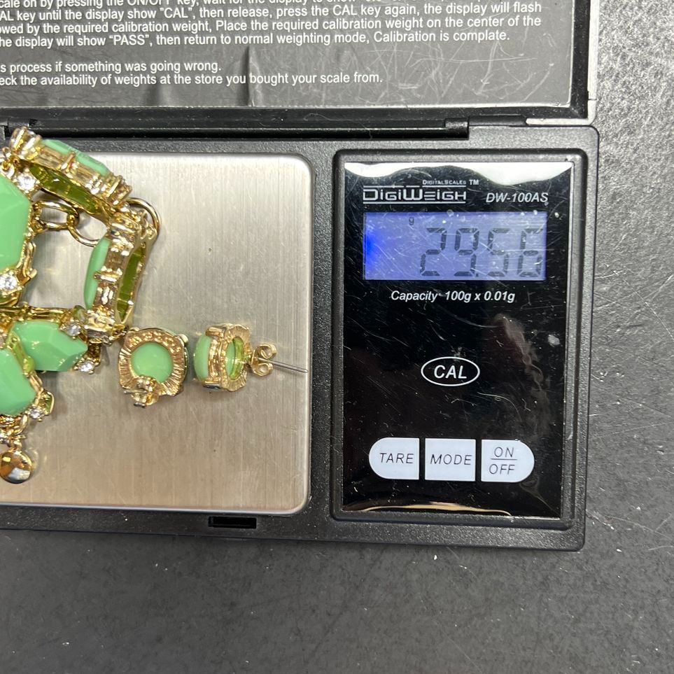 J Crew Gold & Green Tone Earrings and Bracelet Set