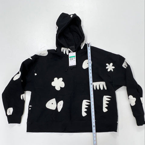 Nike Jordan Women's Flight Fleece Printed Hoodie Black Abstract Loose Sz XL NWT