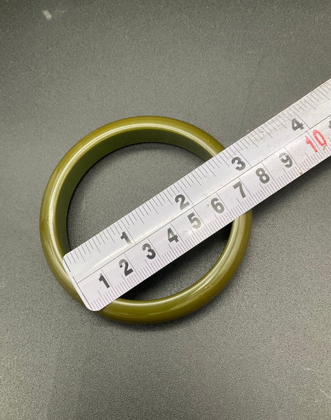 Vintage Art Deco Bakelite Bangle Bracelet Olive Pea Soup Green 2.5" ID