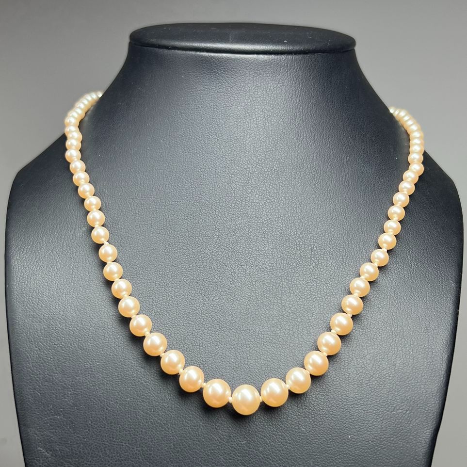 Vintage Miriam Haskell Faux Pearl Single Knot Necklace