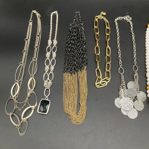 Costume Jewelry Lot of 10 Necklaces Statement Beaded Chain Pendant Layering