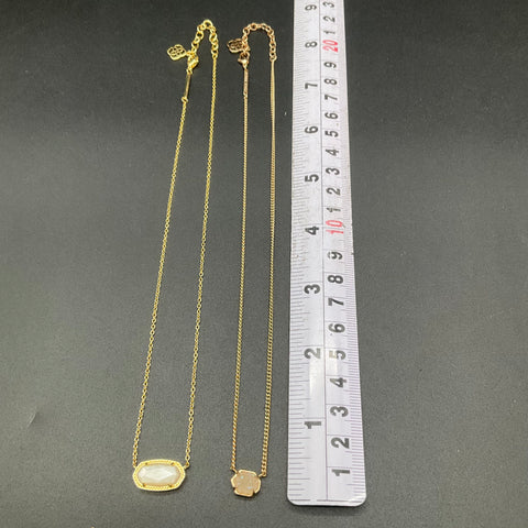 Kendra Scott Gold Tone Elisa & Druzy Necklace Lot 2pc Mother of Pearl 15-18"