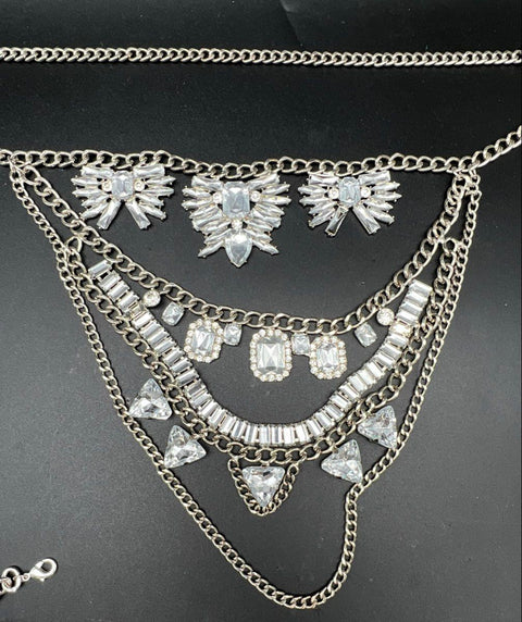 Vintage to Modern Mixed Costume Jewelry Lot 6 Pieces Chain Belts Rhinestones