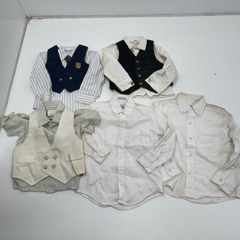 Vintage Lot 5 Piece Multi-Color Vest Shirt Combo Button Down Dress Tops Boys