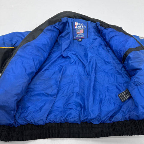 Vintage 90s Pro Player Men's St Louis Rams Puffer Jacket Blue Black Sz M