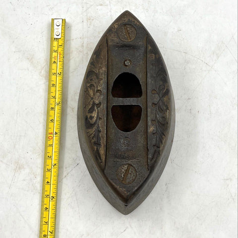 Antique Cast Iron Double Pointed Sad Iron Base Floral Relief Pressing Tool 5lb