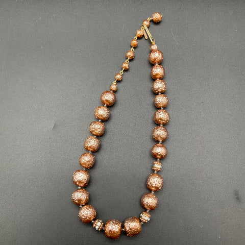 Vintage Costume Jewelry Lot of 2 Beaded Necklaces Rose Motif Double Strand