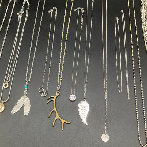 Fashion Pendant Jewelry Lot of 13 Necklaces Silver Gold Tone Antler Feather