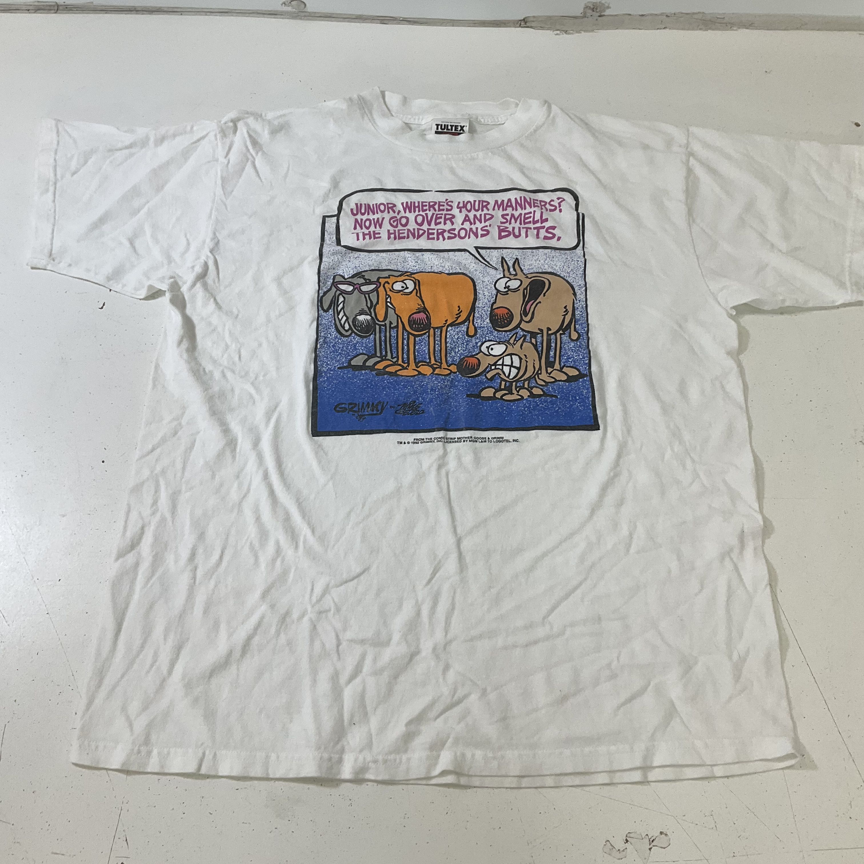 Vintage 90s Mother Goose & Grimm Comic Manners Butts T-Shirt Size XL Mike Peters