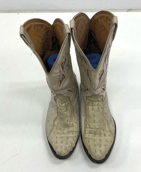Jugo Boots Hornback Caiman Ostrich Quill Western Cowboy Boots Mens Size 9.5