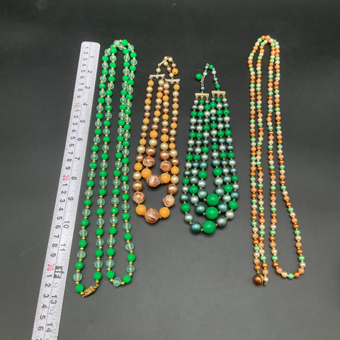Vintage Costume Jewelry Lot 4 Necklaces Japan Multi-Strand Faux Pearl Beaded