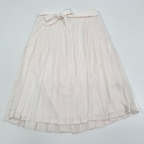 NWT Banana Republic Ivory Pleated Tie Waist Midi Skirt Women's Size 12