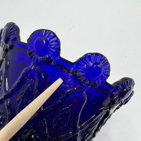 Vintage EAPG Crown Pattern Compote Cobalt Blue Pedestal Candy Dish 7.5"