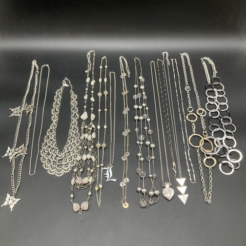 Vintage to Modern Silver Tone Fashion Necklace Jewelry Lot 13pc Butterfly Bib