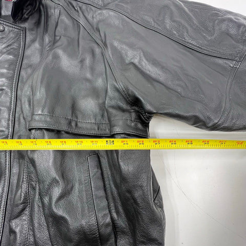 Vintage 90s Phase 2 Genuine Leather Bomber Jacket Quilted Lined Biker Sz 3XL
