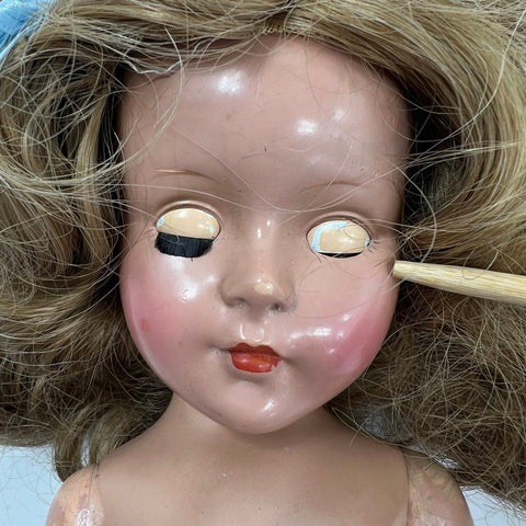Vintage Hard Plastic Doll Blonde Hair Sleep Eyes 1950s Mid Century