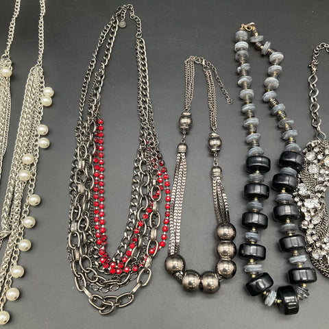 Statement Fashion Necklace Lot of 8 Rhinestone Faux Pearl Tassel Horn Pendant