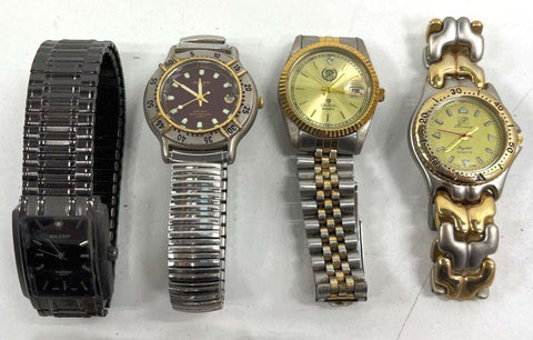 Lot of 7 Mens Watches Sharp Croton Gruen For Parts Repair Need Battery