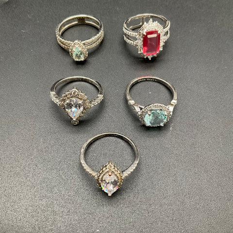 Bomb Party Fashion Rings Jewelry Lot of 5 Silver Tone Sizes 9 and 10
