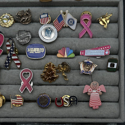 Lapel Pin Lot Vintage Non Precious Metal 70 Pieces Patriotic Military Themes