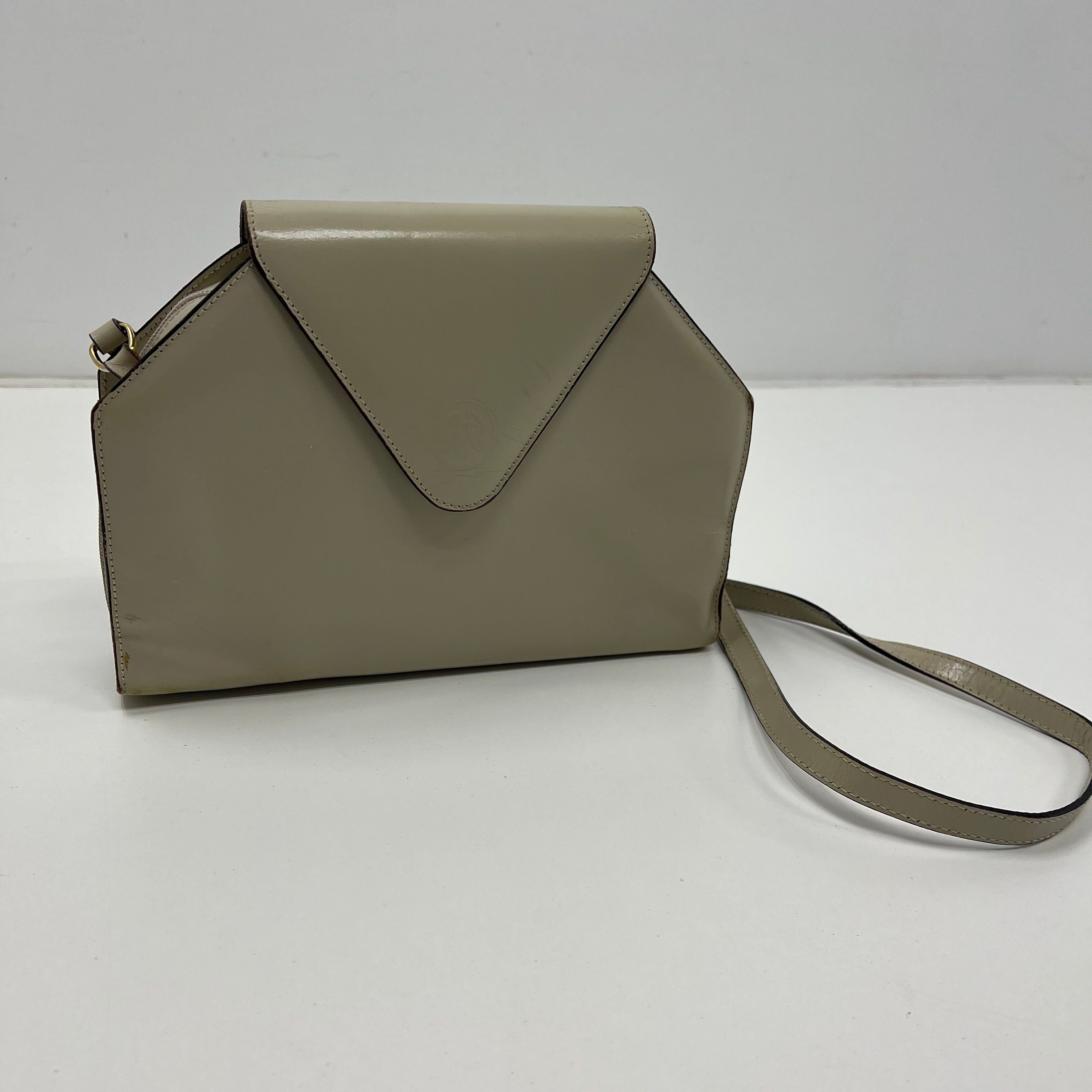 Vintage Ginnie Johansen Designs Inc LeatherCrossbody Beige Made in Italy