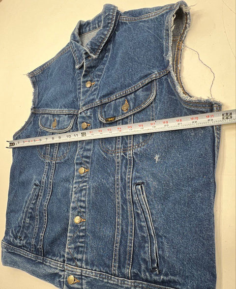Vintage 70s Lee Riders Cut Off Denim Trucker Vest Sz 44 Made in USA