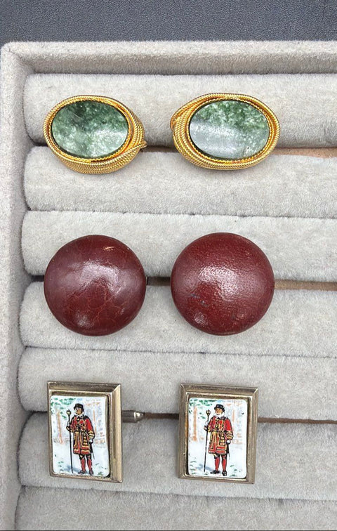 Vintage Men's Cufflink Tie Tack Lot Destino Weller Comedy Tragedy Drama 8 Pairs