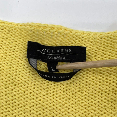 Weekend Max Mara Women's Yellow V-Neck Knit Sweater Made in Italy Size L