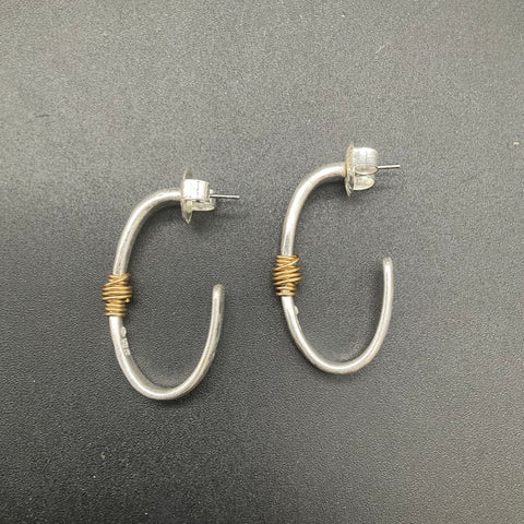 Robert Lee Morris Soho Sterling Silver 925 Wire Wrapped Hoop Earrings