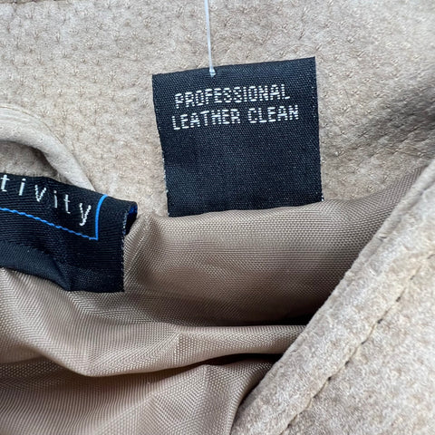 NWT Relativity Y2K Tan Suede Leather Zip Mock Neck Jacket Women's 1X