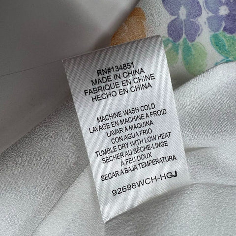 WAYF Women's Dress Ivory Floral NWT One Shoulder Puff Sleeve Tiered Sz L