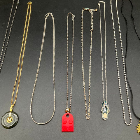 Fashion Costume Jewelry Lot 11 Necklaces LEGO Claires Robot Sun Puzzle J Charm
