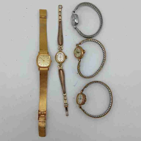 Vintage Timex Ladies Watch Lot of 5 Gold and Silver Tone Repair Parts As Is